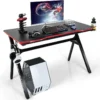 Bureau De Jeu, Gaming Bureau Ergonomique Avec Cadre En Forme De K, Porte-gobelet Et Crochet