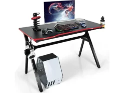 Bureau De Jeu, Gaming Bureau Ergonomique Avec Cadre En Forme De K, Porte-gobelet Et Crochet