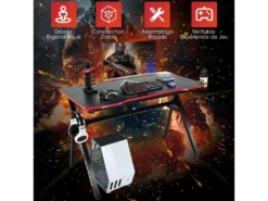 Bureau De Jeu, Gaming Bureau Ergonomique Avec Cadre En Forme De K, Porte-gobelet Et Crochet -Meubles Soldes Magasin meuble bureau 19408249