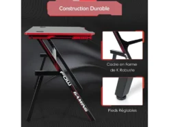 Bureau De Jeu, Gaming Bureau Ergonomique Avec Cadre En Forme De K, Porte-gobelet Et Crochet -Meubles Soldes Magasin meuble bureau 19408251