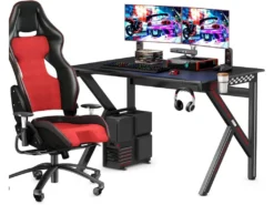 Bureau Gamer Table Informatique 115 X 75 X 76 Cm Avec Porte-gobelet Stable K Cadre -Meubles Soldes Magasin meuble bureau 19408263
