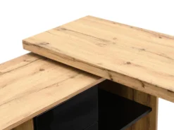 Bureau Extensible Avec Plateau Pivotant 360° - MDF - Naturel Et Noir - PAVELO -Meubles Soldes Magasin meuble bureau 19408267