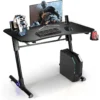 Bureau Gamer,table De Gaming Avec Led, Support Pour Manette, Porte-gobelet, En Forme