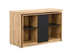 Bureau Extensible Avec Plateau Pivotant 360° - MDF - Naturel Et Noir - PAVELO -Meubles Soldes Magasin meuble bureau 19408297