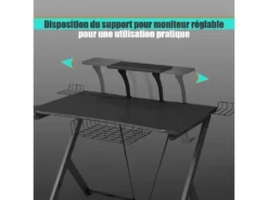 Bureau Gaming Bureau De Jeu Pour Gamer Avec Tablette,Pieds En Y Inversé,1 Porte-gobelet -Meubles Soldes Magasin meuble bureau 19408305