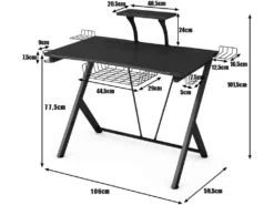 Bureau Gaming Bureau De Jeu Pour Gamer Avec Tablette,Pieds En Y Inversé,1 Porte-gobelet -Meubles Soldes Magasin meuble bureau 19408309