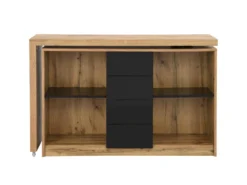 Bureau Extensible Avec Plateau Pivotant 360° - MDF - Naturel Et Noir - PAVELO -Meubles Soldes Magasin meuble bureau 19408313