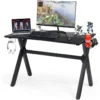 Bureau Gaming 120 X 60 X 76 CM Table Ergonomique Avec Porte-Gobelet, Crochet Pour Tapis De Souris