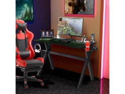 Bureau Gaming 120 X 60 X 76 CM Table Ergonomique Avec Porte-Gobelet, Crochet Pour Tapis De Souris -Meubles Soldes Magasin meuble bureau 19408321