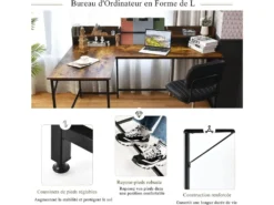 Table De Bureau En Forme De L En Acier Robuste Charge 100KG -Meubles Soldes Magasin meuble bureau 19408395