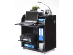 Bureau Informatique Noir à Roulettes - Coloris: Zonk Pow 400