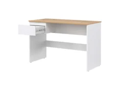Bureau 1 Tiroir Blanc/Bois - QIZ - L 115 X L 54 X H 75 Cm -Meubles Soldes Magasin meuble bureau 21046301