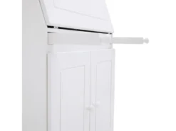 Bureau Secrétaire DAVID Avec Abattant Rangement Plusieurs étagères 2 Portes Et Plan De Travail Rabattable En Pin Massif Lasuré Blanc -Meubles Soldes Magasin meuble bureau 21147493