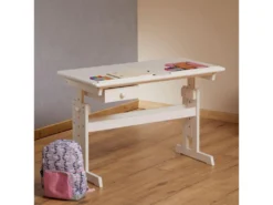Bureau Enfant écolier Junior FLEXI Table à Dessin Réglable En Hauteur Et Pupitre Inclinable Avec 1 Tiroir En Pin Massif Lasuré Blanc -Meubles Soldes Magasin meuble bureau 21191673