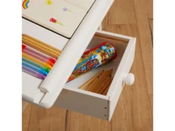 Bureau Enfant écolier Junior FLEXI Table à Dessin Réglable En Hauteur Et Pupitre Inclinable Avec 1 Tiroir En Pin Massif Lasuré Blanc -Meubles Soldes Magasin meuble bureau 21191677