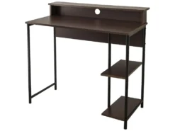 35" Bureau À Domicile En Bois Bureau D'Ordinateur Et Étagères Marron