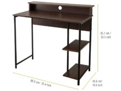 35" Bureau À Domicile En Bois Bureau D'Ordinateur Et Étagères Marron -Meubles Soldes Magasin meuble bureau 21284645