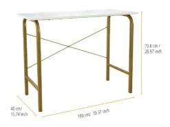 40" Table De Bureau À Domicile Avec Plateau En Faux Marbre Et Cadre En Laiton -Meubles Soldes Magasin meuble bureau 21284789
