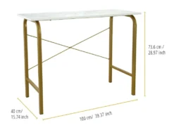 40" Table De Bureau À Domicile Avec Plateau En Faux Marbre Et Cadre En Laiton -Meubles Soldes Magasin meuble bureau 21284791