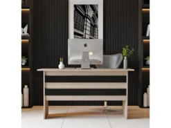 Bureau - Venprodin -120 Cm - Chêne-Noir -Meubles Soldes Magasin meuble bureau 21306851