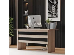 Bureau - Venprodin -120 Cm - Chêne-Noir -Meubles Soldes Magasin meuble bureau 21306853