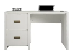 Bureau Caisson Avec 2 Tiroirs En MDF Blanc