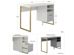 Bureau Simple Caisson En MDF Blanc -Meubles Soldes Magasin meuble bureau 21581421
