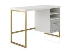 Bureau Simple Caisson En MDF Blanc -Meubles Soldes Magasin meuble bureau 21581435