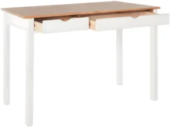 Bureau 2 Tiroirs En Pin Blanc Et Nature -Meubles Soldes Magasin meuble bureau 21736471