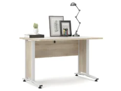 Prisme Bureau B, Imitation Chêne, Blanc. -Meubles Soldes Magasin meuble bureau 22084777