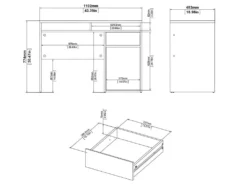Plus Bureau Avec 1 Porte, 1 Tiroir Et 2 Tablettes De Rangement, Finition Béton/blanc Brillant. -Meubles Soldes Magasin meuble bureau 22084865