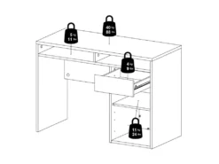 Plus Bureau Avec 1 Porte, 1 Tiroir Et 2 Tablettes De Rangement, Finition Béton/blanc Brillant. -Meubles Soldes Magasin meuble bureau 22084869