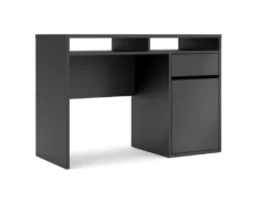 Plus Bureau Avec 1 Porte, 1 Tiroir Et 2 Tablettes De Rangement, Noir Mat.