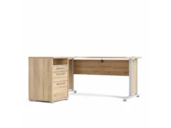 Prisme Bureau 3 Tiroirs. Finition Chêne Et Blanc.