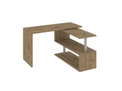 Bureau Candido, Bureau D'angle Support PC, Table De Bureau Polyvalente, Bureau Gain De Place Multiposition, 100% Made In Italy, Cm 120x50h75, Chêne