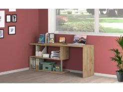 Bureau Candido, Bureau D'angle Support PC, Table De Bureau Polyvalente, Bureau Gain De Place Multiposition, 100% Made In Italy, Cm 120x50h75, Chêne -Meubles Soldes Magasin meuble bureau 22784161