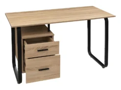 Bureau 2 Tiroirs Bava Effet Bois Et Métal 5five - Naturel -Meubles Soldes Magasin meuble bureau 22808947
