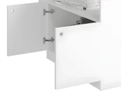 Bureau D'Angle Blanc Caisson 3 Tiroirs Et Armoirette -Meubles Soldes Magasin meuble bureau 22969427