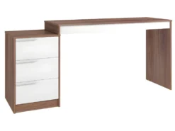 Bureau Et Caisson 3 Tiroirs Amovible Châtaignier Blanc -Meubles Soldes Magasin meuble bureau 22969437