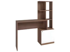 Bureau Châtaignier Blanc Bibliothèque 6 Niches Et 1 Caisson Intégrés -Meubles Soldes Magasin meuble bureau 22970211