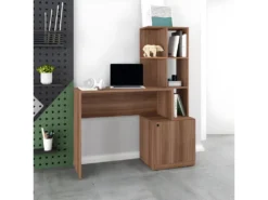 Bureau Châtaignier Bibliothèque 6 Niches Et 1 Caisson Intégrés -Meubles Soldes Magasin meuble bureau 22970219