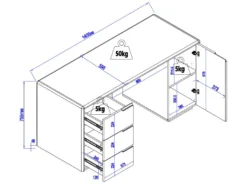 Bureau AMANI - 3 Tiroirs Et 1 Porte - MDF - Blanc Laqué Et Chêne -Meubles Soldes Magasin meuble bureau 491541