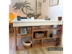 Bureau D'angle Avec Rangements - Coloris : Blanc Et Naturel - LILEUL 18 Bureau D'angle Avec Rangements - Coloris : Blanc Et Naturel - LILEUL -Meubles Soldes Magasin meuble bureau 7342301