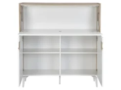 Secrétaire Avec 3 Portes - MDF Et Métal - Coloris : Naturel Et Blanc - DERELIS -Meubles Soldes Magasin meuble bureau 8259197