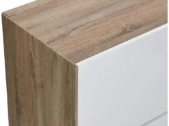 Secrétaire Avec 3 Portes - MDF Et Métal - Coloris : Naturel Et Blanc - DERELIS -Meubles Soldes Magasin meuble bureau 8259205