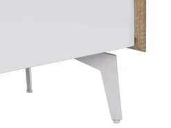 Secrétaire Avec 3 Portes - MDF Et Métal - Coloris : Naturel Et Blanc - DERELIS -Meubles Soldes Magasin meuble bureau 8259207