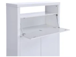 Secrétaire Avec 2 Portes - Avec LEDs - MDF - Blanc Lacqué - MELIONA -Meubles Soldes Magasin meuble bureau 8437327