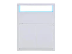 Secrétaire Avec 2 Portes - Avec LEDs - MDF - Blanc Lacqué - MELIONA -Meubles Soldes Magasin meuble bureau 8437343