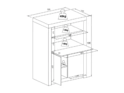 Secrétaire Avec 2 Portes - Avec LEDs - MDF - Blanc Lacqué - MELIONA -Meubles Soldes Magasin meuble bureau 8499831