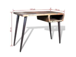 Bureau Table Meuble Travail Informatique Avec Pieds En Fer Bois De Récupération 0502066 -Meubles Soldes Magasin meuble bureau 8958507